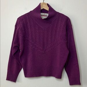 Obermeyer Vintage Wool Angora Blend‎ Keny Cableknit Sweater Purple size small